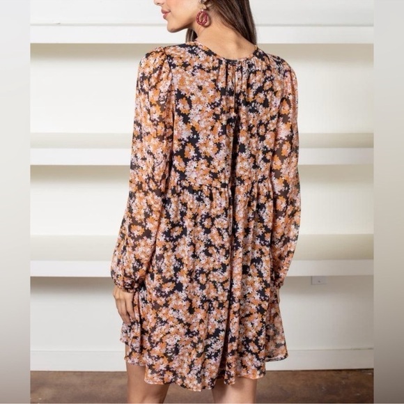 SANCTUARY SHIRRED NECK BABYDOLL DRESS- HARVEST - Picture 4 of 8